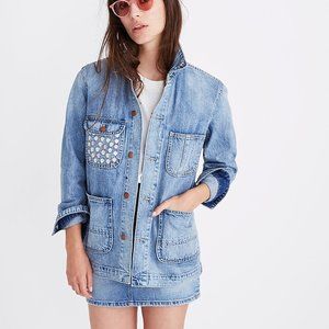 Madewell Embroidered Denim Chore Coat - Sz M